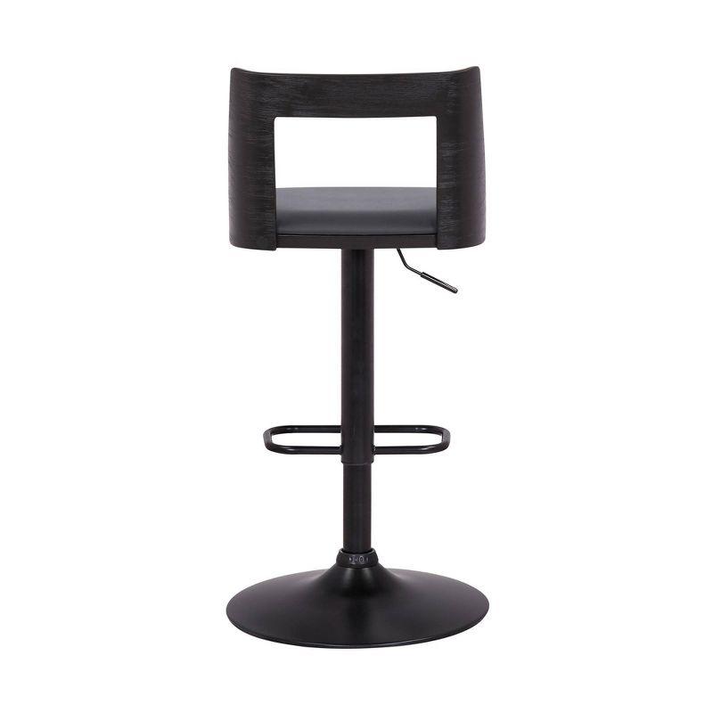 Milan Adjustable Swivel Faux Leather Metal Barstool Gray/Black - Armen Living: Pedestal Base, High-Density Foam