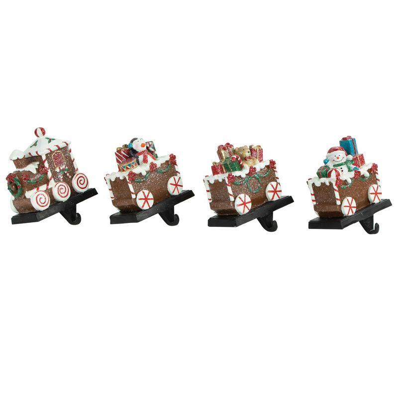 Northlight Set of 4 Gingerbread Train Christmas Stocking Holders 4.75"