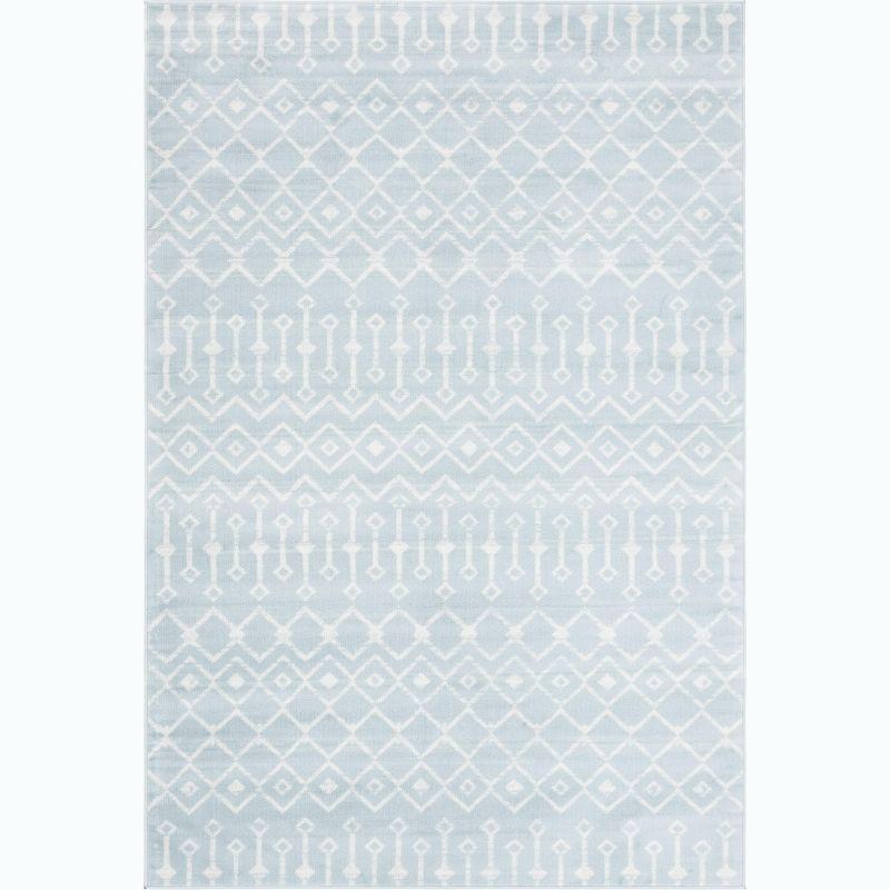 Light Blue Trellis 6' x 9' Synthetic Area Rug