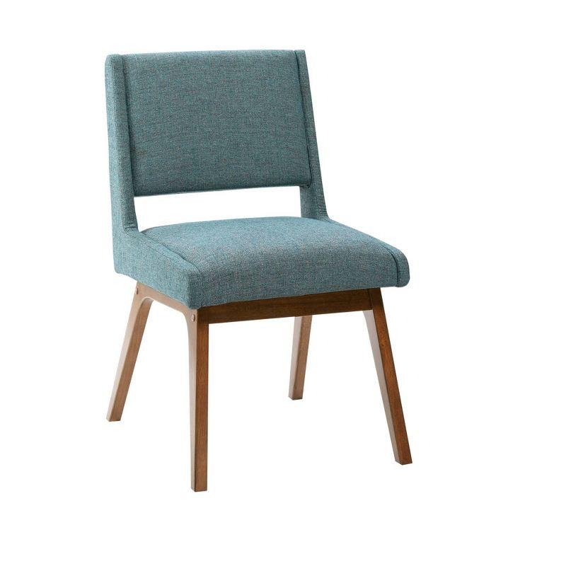 Ink+Ivy Set of 2 Boomerang Dining Chair Blue: Upholstered, Pecan Wood Legs, Mid-Century Modern