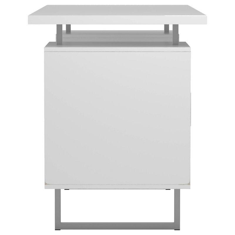 Lawtey 2 Drawer Office Desk White High Gloss - Coaster: Modern Home Office Furniture with File Storage