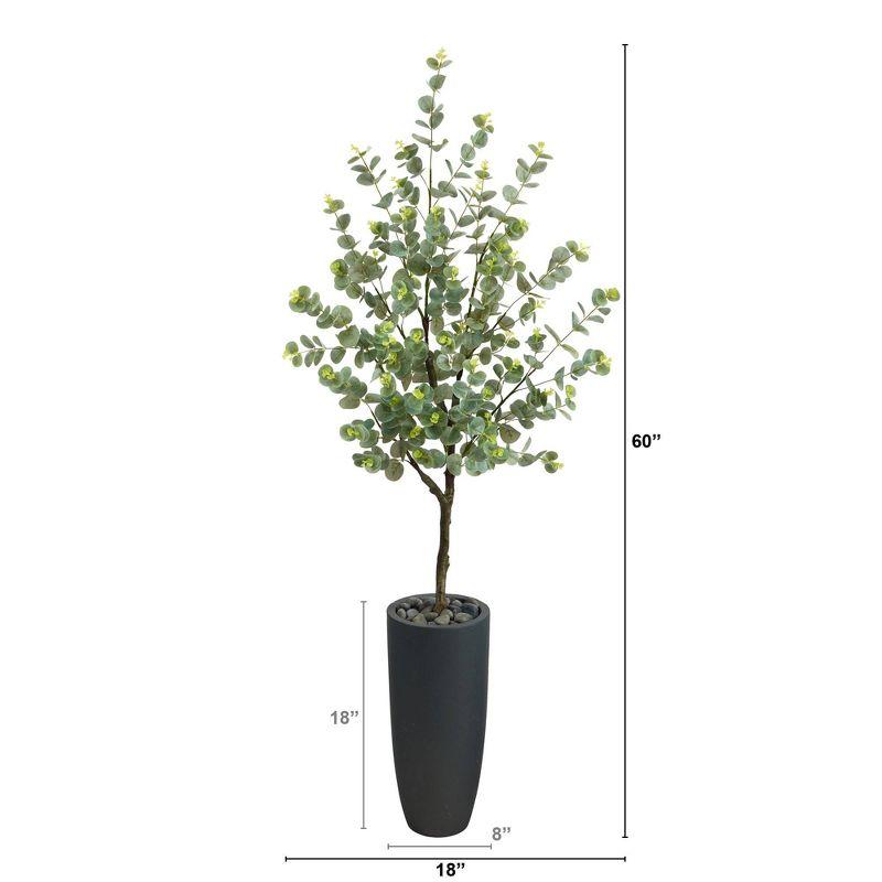 Nearly Natural 5-ft Eucalyptus Artificial Tree in Gray Planter