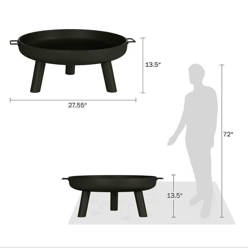 Black Round Steel Free-Standing Outdoor Fire Pit