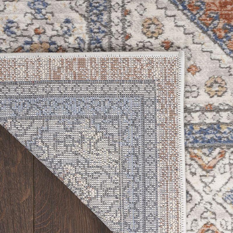 Oriental Machine Woven Area Rug in Orange/Beige/Blue