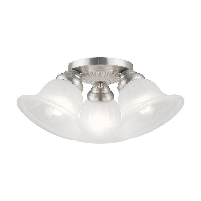 Edgemont Brushed Nickel 3-Light Flush Mount with White Alabaster Glass