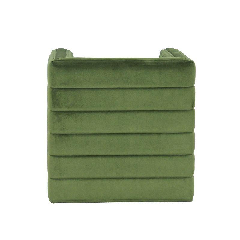 HomePop Modern Channel Ottoman Green Velvet: Luxury Glam Style, Plywood & MDF, No Assembly Required
