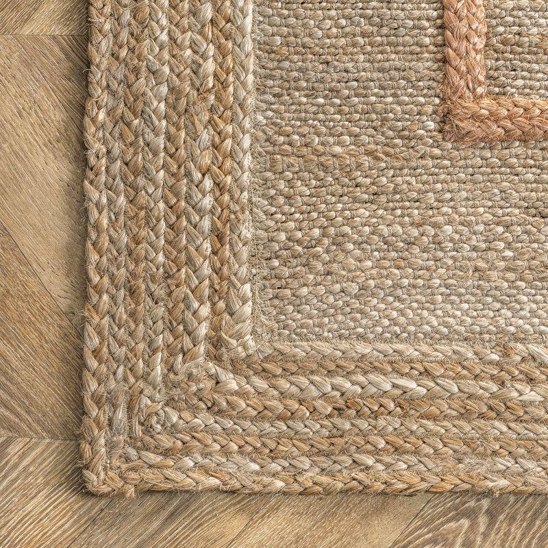 Handmade Light Pink Geometric Flat Woven Jute Rug 2' x 8'