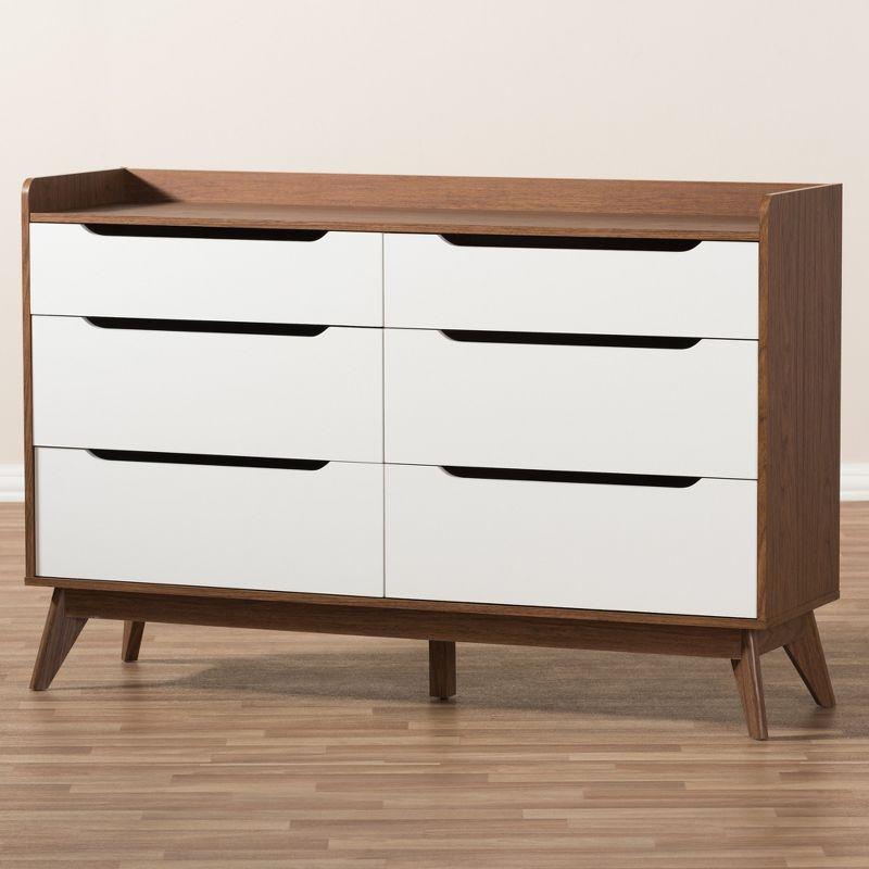 Brighton Mid-Century Modern Wood 6 Drawer Storage Dresser Brown - Baxton Studio