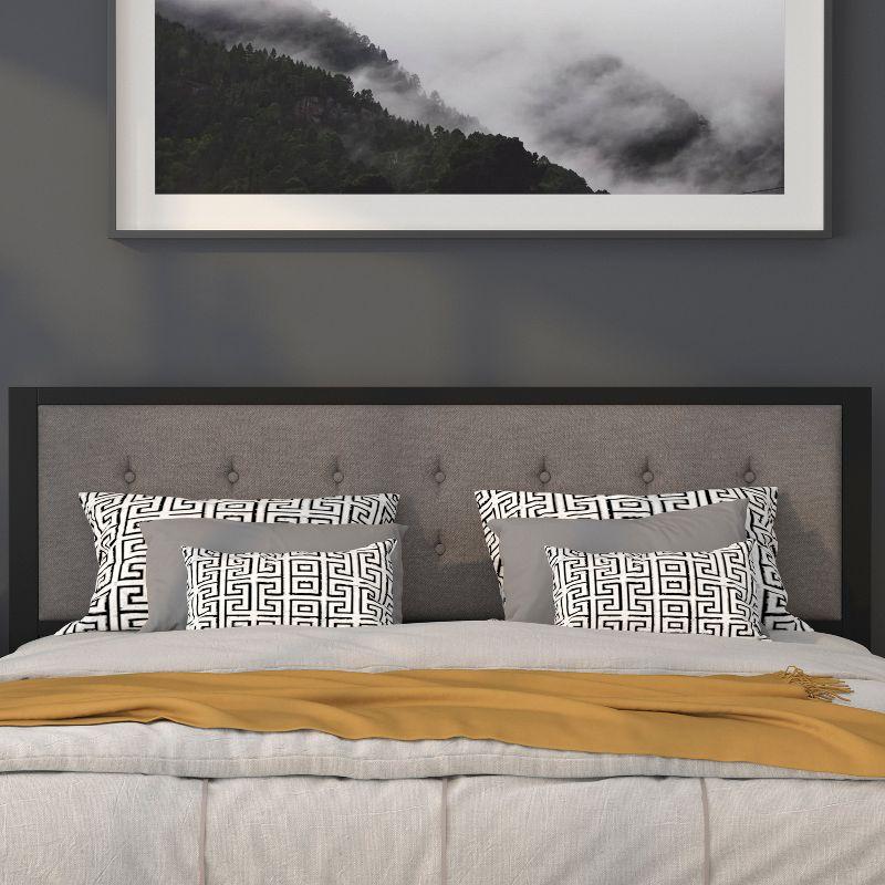Flash Furniture Bristol Metal Tufted Upholstered King Size Headboard in Dark Gray Fabric