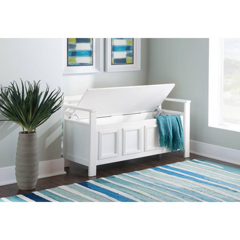 46" Laredo Solid Wood Storage Bench White - Linon: Entryway Flip Top, Ladderback Design