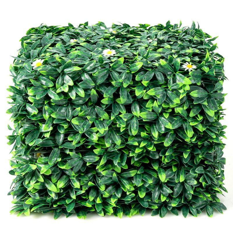 Costway 12PCS 20x20inch Artificial Daisy Hedge Plant Privacy Fence Hedge Panels