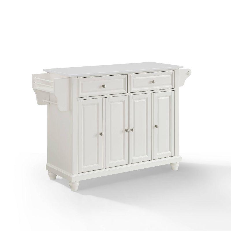 Cambridge Granite Top Full Size Kitchen Island/Cart White - Crosley: Adjustable, Storage, Spice Rack
