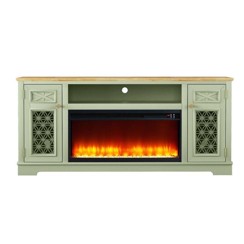 Festivo Farmhouse 70" TV Stand for TVs up to 80" with Fireplace Green