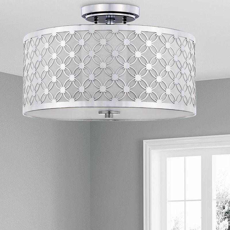 Retro Chic 16" Chrome Drum Flush Mount Ceiling Lamp