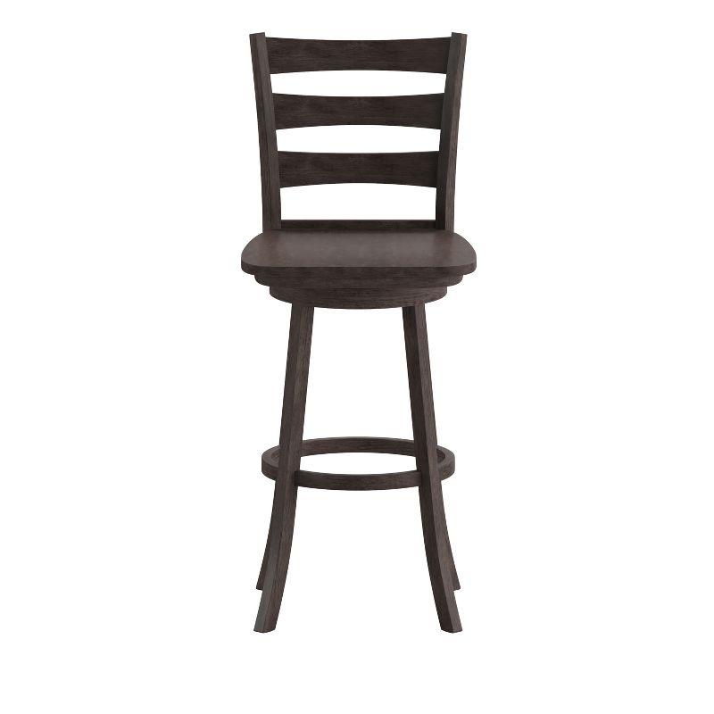 Gray Wash Walnut Ladderback Swivel Bar Stool with Saber Legs