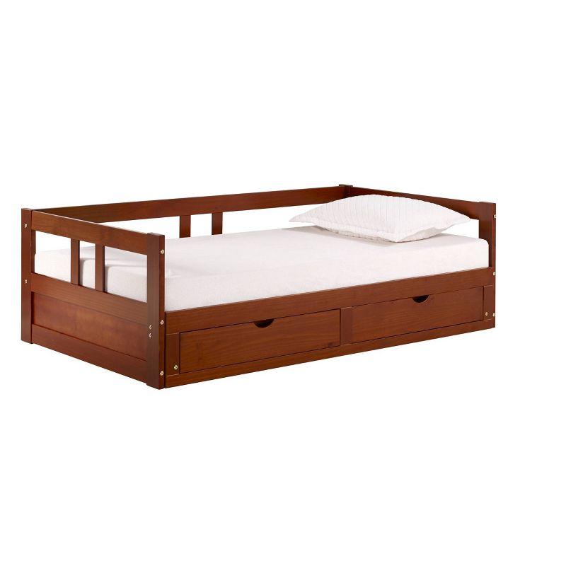 Twin to King Chestnut Pine Day Bed with Storage Drawers