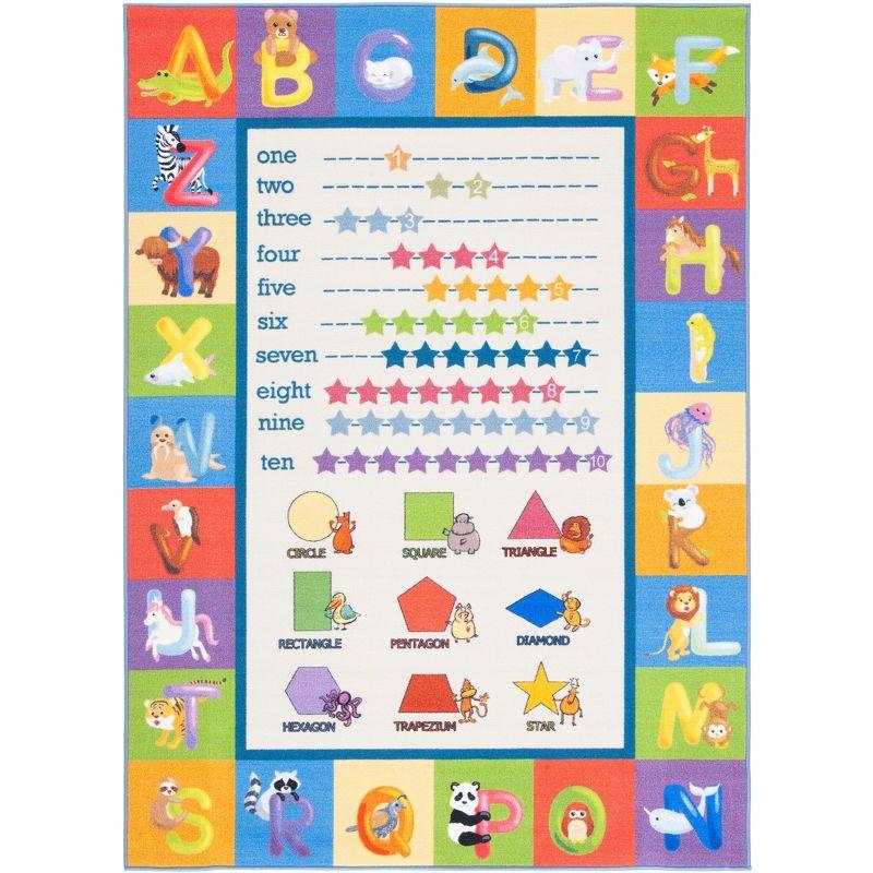 Kids Multicolor Educational Alphabet and Shapes Rug