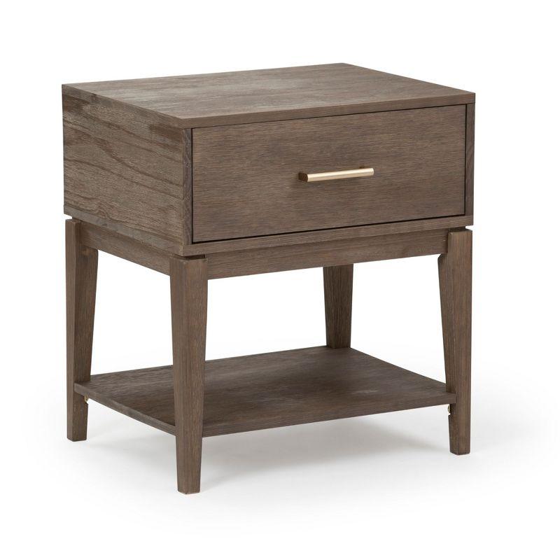 Plank+Beam Solid Wood Nightstand with 1 Drawer, Contemporary Side Table for Bedroom, Clay