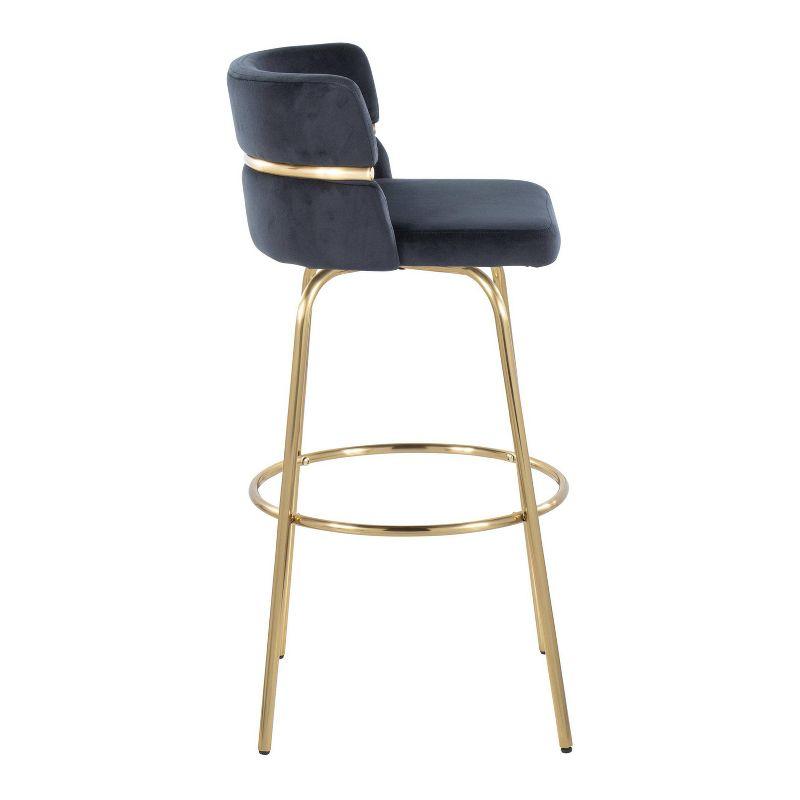 LumiSource Set of 2 Cinch-Claire Barstools Gold/Black: Velvet Upholstery, Swivel Function, Metal Legs