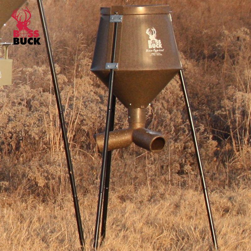 Boss Buck 200 Pound Capacity Gravity Fed Tripod, Corn and Protein Pellet Feeder with 3 Way Adjustable Flow Control for Wildlife, Game, & Deer (2 Pack)