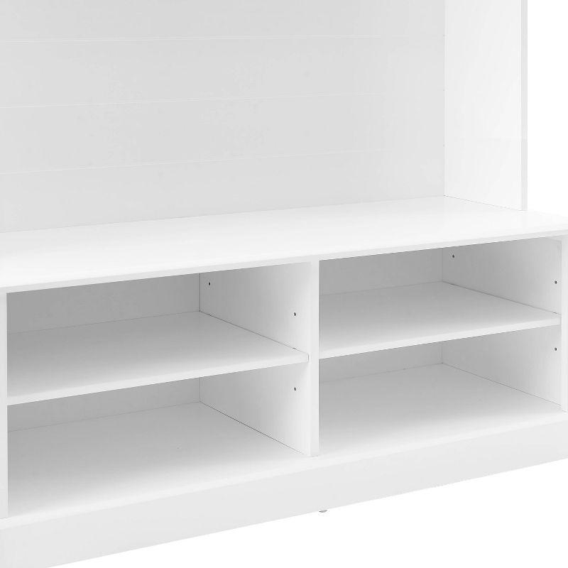 Bartlett Hall Tree White - Crosley: Bench Seat, Shoe Storage, 3 Double-Prong Hooks