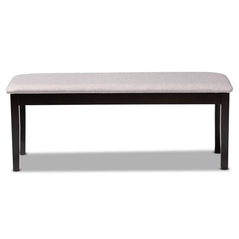 Elegant Dark Brown Wood and Grey Fabric 48" Dining Bench