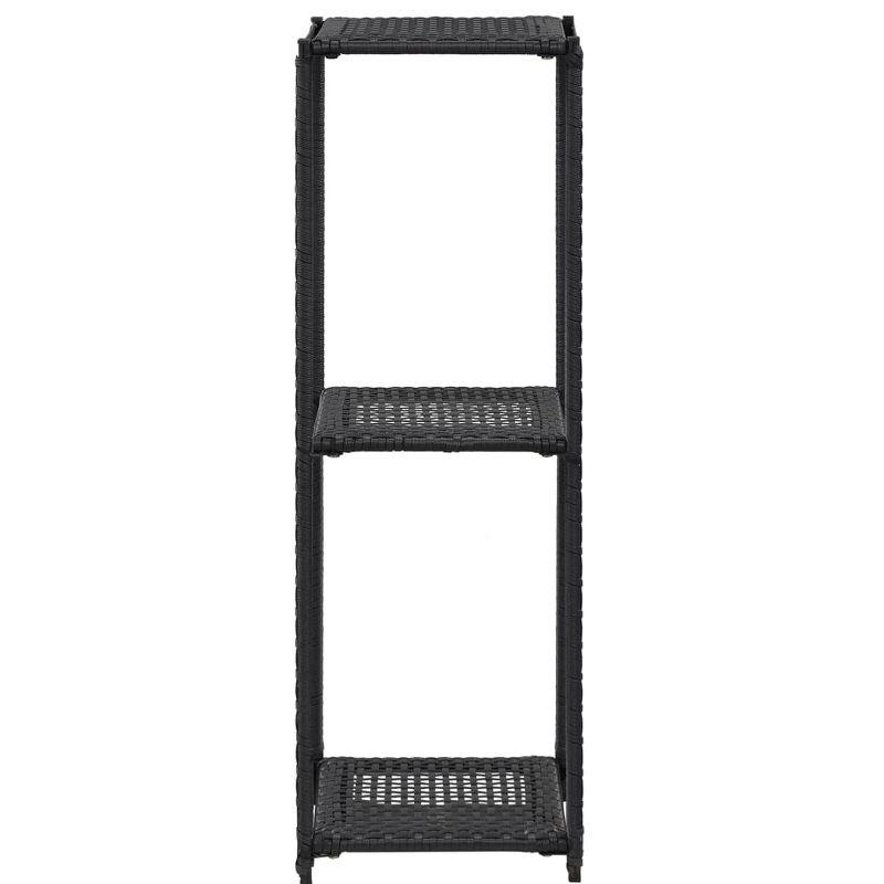 Black Poly Rattan 3-Tier Lean To Shelving Unit