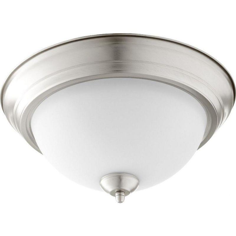 Satin Nickel Glass 2-Light Flush Mount Ceiling Fixture