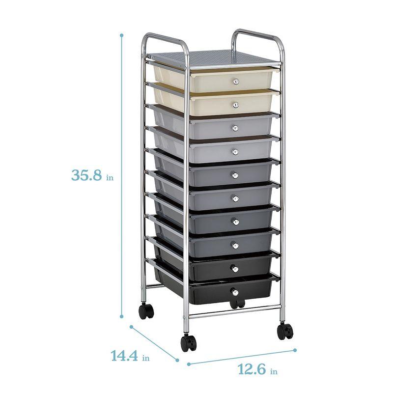 ECR4Kids Rolling Storage Cart with Drawers and Locking Casters, Utility Bin Organizer