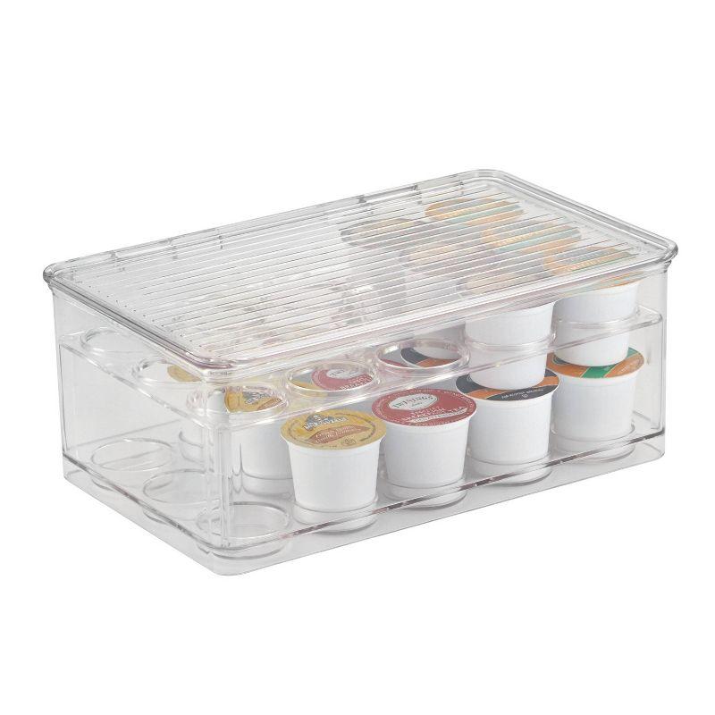 Clear Plastic 2-Tier Coffee Pod Organizer with Lid