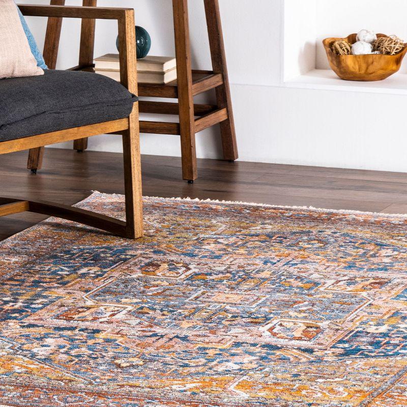 Harriet 5' Square Rust Medallion Reversible Area Rug