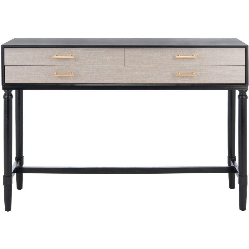 Black Wood Console Table with Turned Legs and Storage