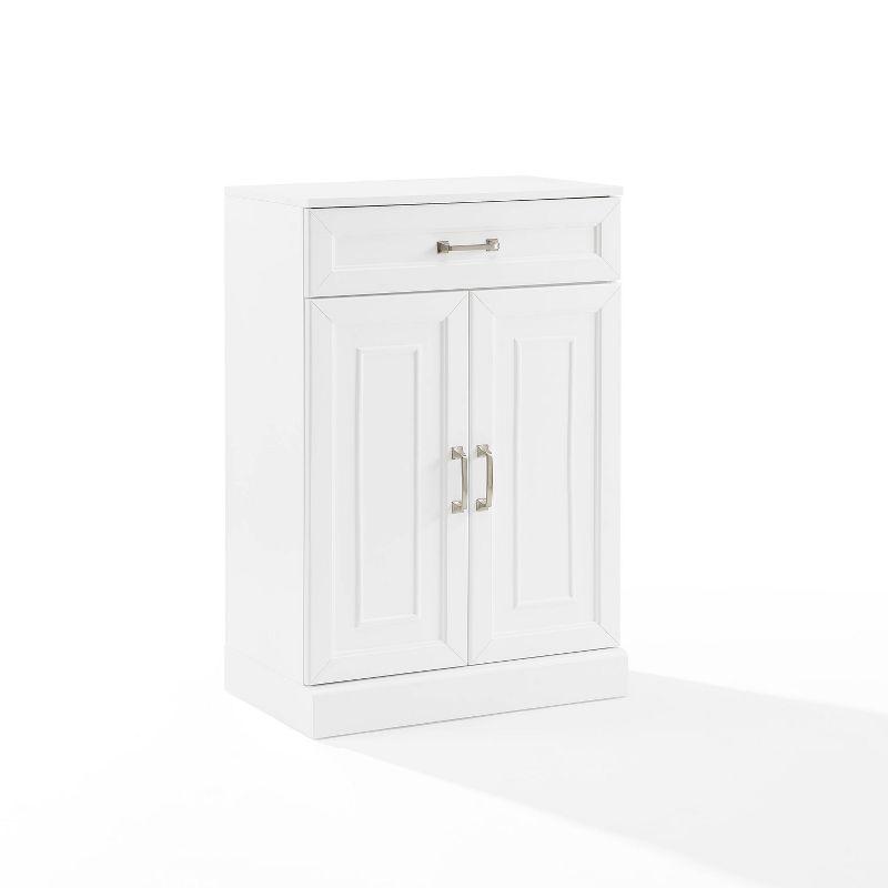 Crosley Stanton Storage Cabinet White: Traditional Farmhouse Style, 2 Adjustable Shelves, 1 Drawer