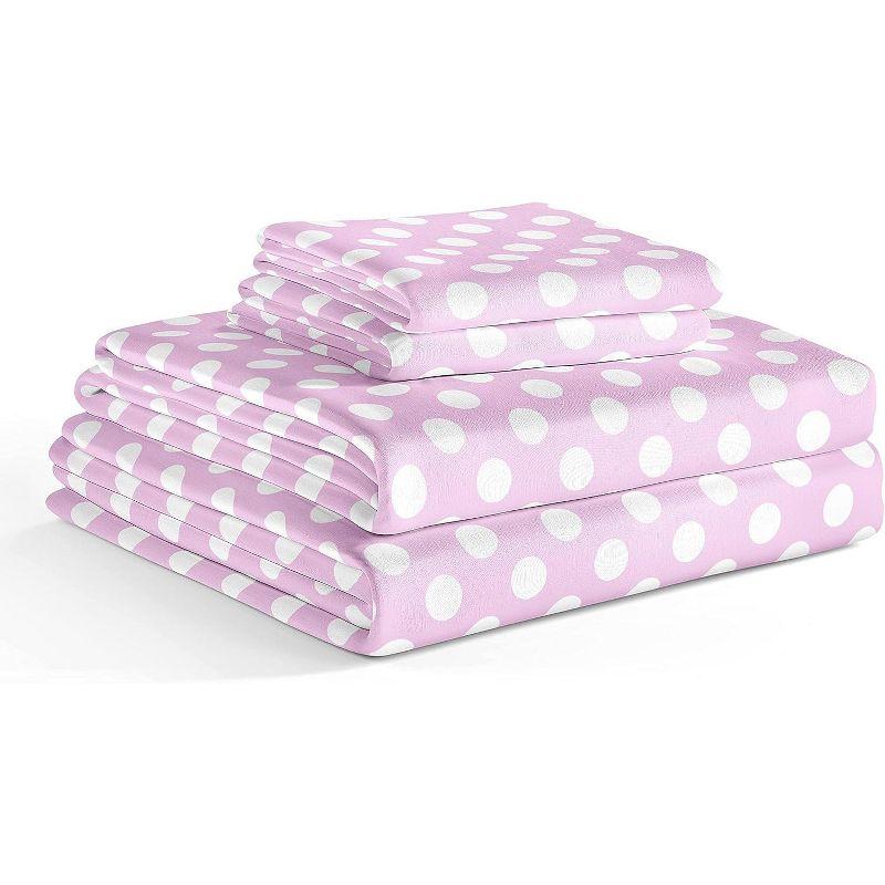 Full Purple Polka Dot Microfiber Kids Bedding Set