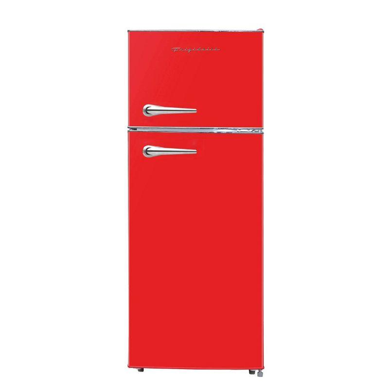 Frigidaire 7.5 cu ft Retro Freestanding Mini Refrigerator with Chrome Handle Red: ETL Listed, 2 Glass Shelves, 1-Year Warranty