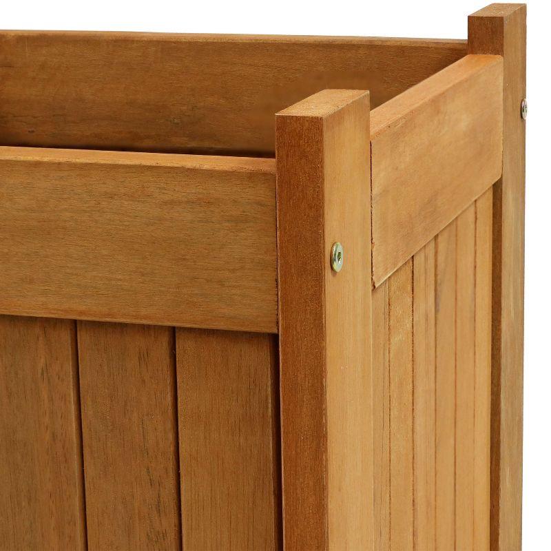 Sunnydaze Outside Meranti Wood Outdoor Planter Box with Teak Oil Finish for Garden, Porch and Patio  - 16" Square