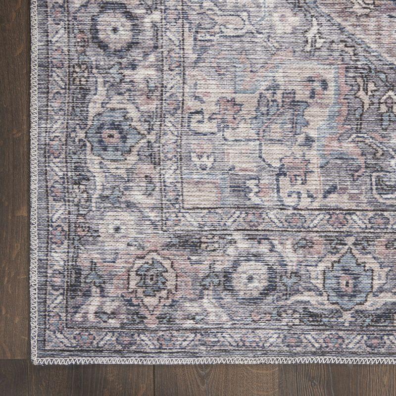 Nourison New Concept Washables Back to College 4' x 6' Grey Vintage Indoor Non-Slip Flatweave Rug