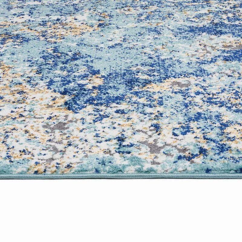 Abstract Splatter Blue and Gold 8' x 10' Synthetic Area Rug