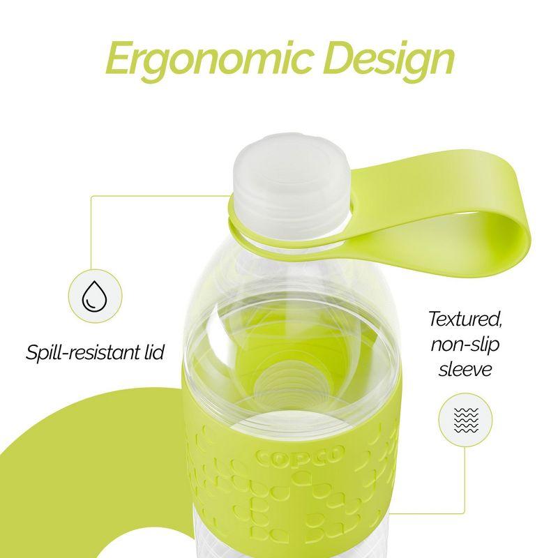 Copco Hydra Sports Water Bottle 20 Ounce Non Slip Sleeve BPA Free Tritan Plastic Reusable - Green 2510-2193