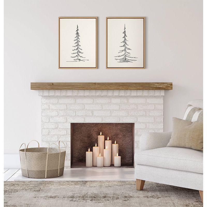 Set of 2 Minimalist Evergreen Tree Sketches on Canvas