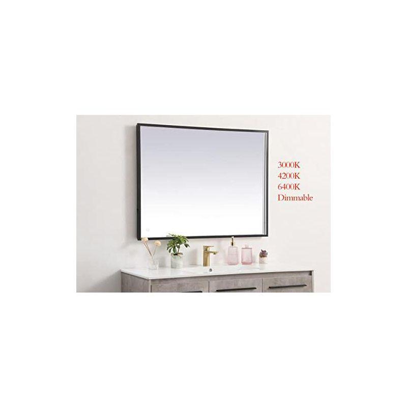 Elegant Lighting Pier 30x30 inch LED Mirror with Adjustable Color Temperature 3000K/4200K/6400K in Black