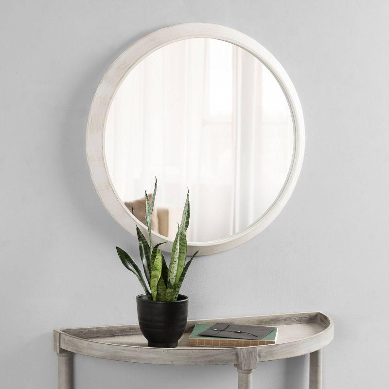 24" x 2" Uldrich Wood Framed Mirror White - Kate & Laurel All Things Decor