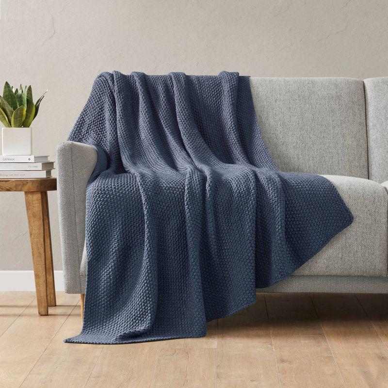 Indigo Bree Classic Knit 50"x60" Cotton Throw Blanket