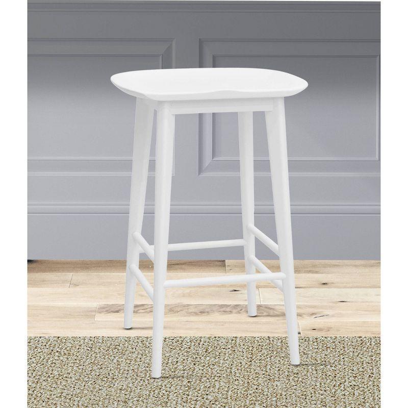 Hilton 24" White Solid Acacia Transitional Counter Stool