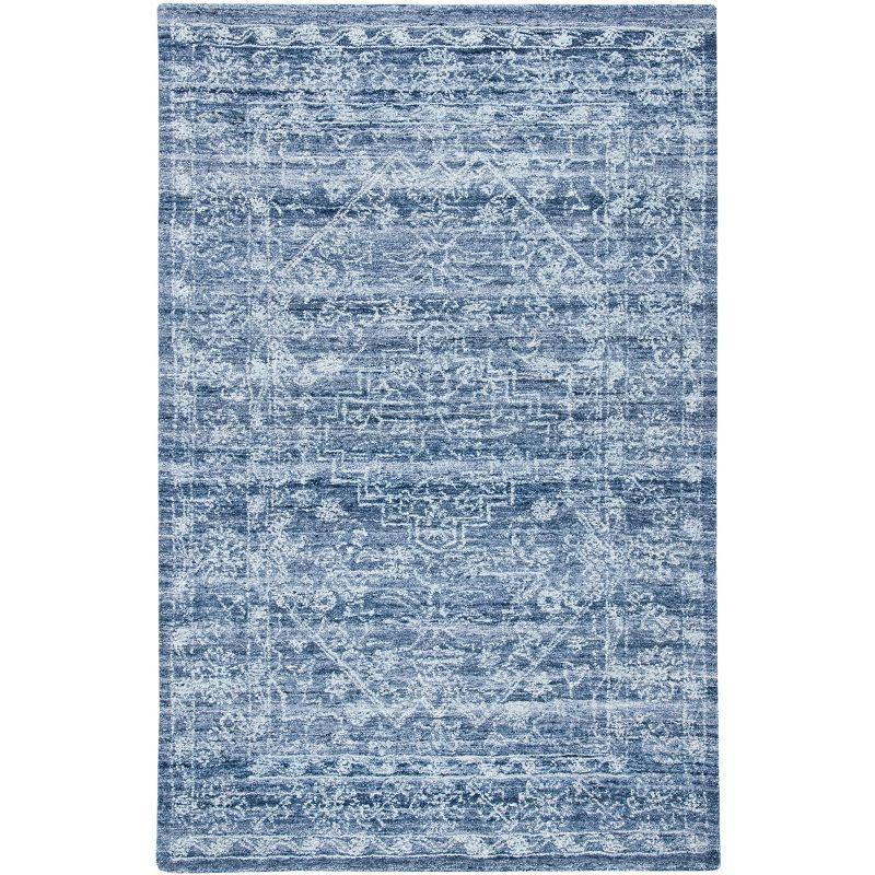 Blue Hand-Tufted Wool and Synthetic 4' x 6' Area Rug