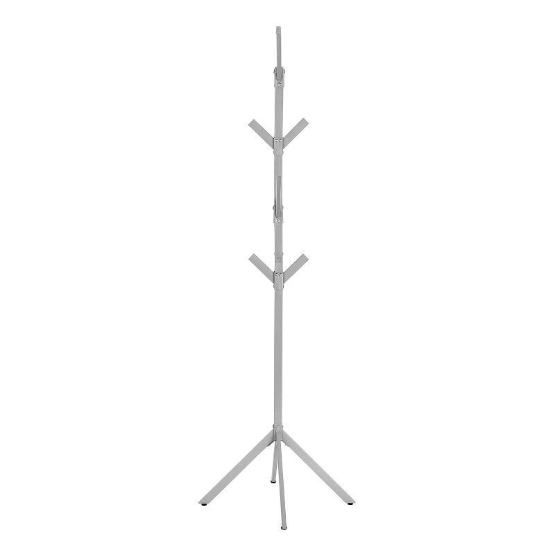 Monarch Specialties Coat Rack Hall Tree Free Standing 8 Hooks Entryway 70InchH Bedroom Metal Grey Contemporary Modern