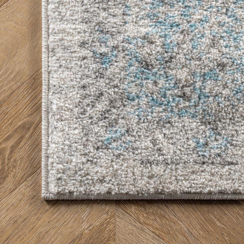 8'x10' Vintage Rio Area Rug Aqua- nuLOOM: Shabby Chic, Stain-Resistant, Low Pile, Machine Made, Indoor Use