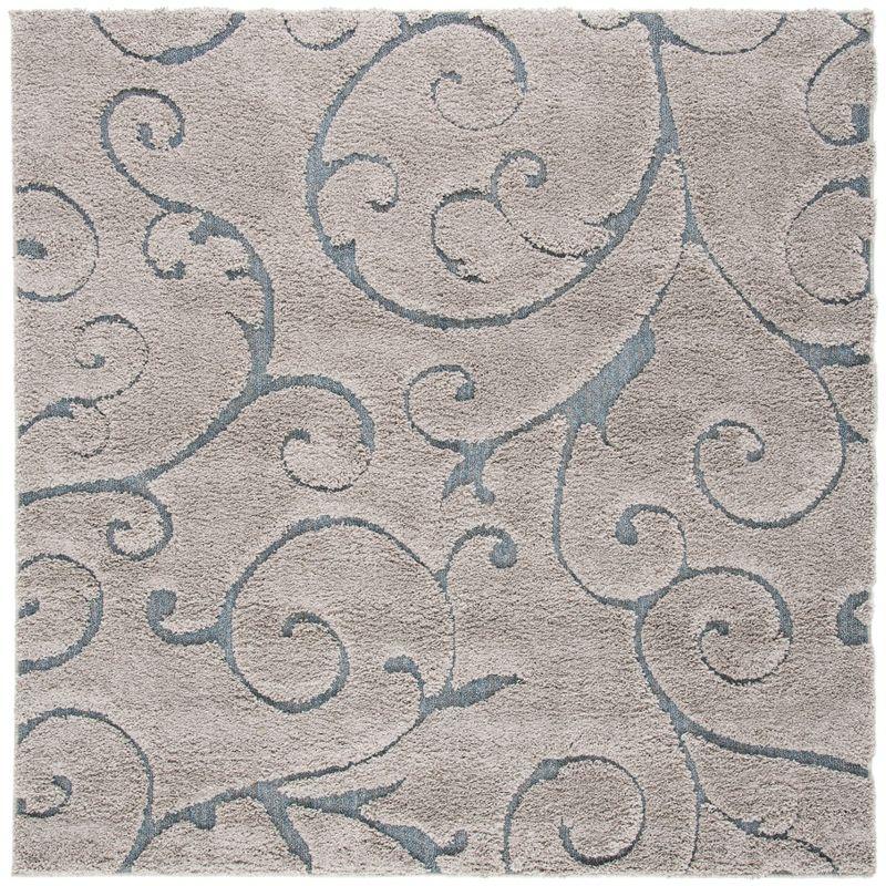 59" Grey and Light Blue Synthetic Shag Area Rug