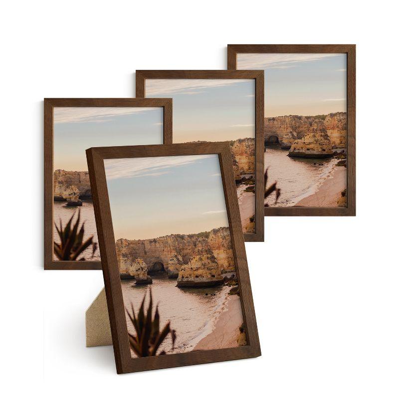 Haus and Hues Set of 4 Picture Frame with Plexiglass Cover, Natural Oak, 16x16