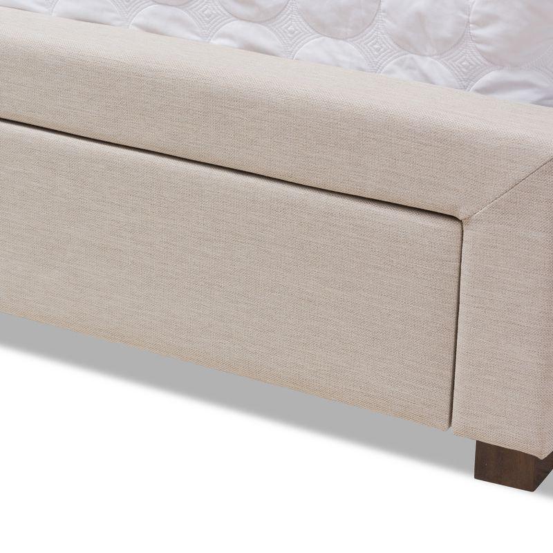 Elegant Light Beige Queen Upholstered Storage Bed with Tufted Headboard